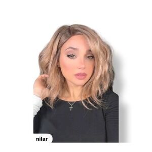EllaRae Janie Wig Blonde Wavy Bob Lace Front Partial Mono Heat Friendly